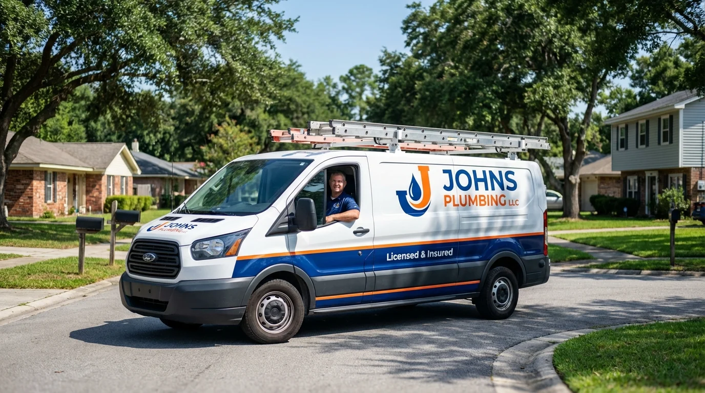 Johns Plumbing LLC service van in Waynesboro, MS