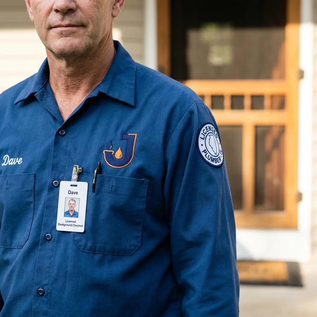 Licensed plumber showing ID badge in Waynesboro, MS