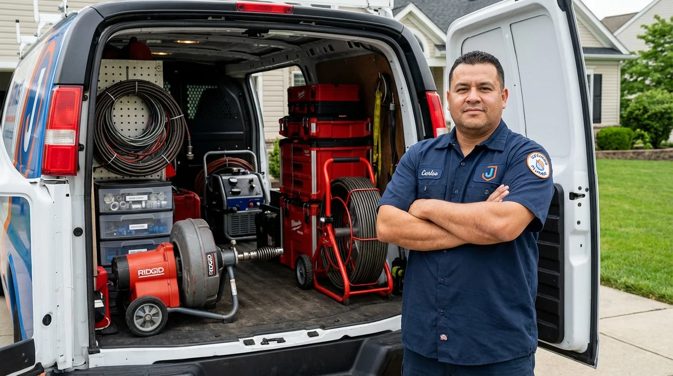 Professional drain cleaning equipment and Johns Plumbing LLC plumber in Waynesboro
