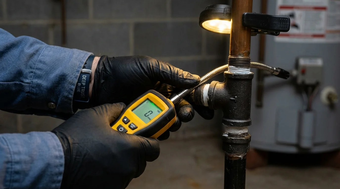 Gas leak detection with electronic sniffer by Johns Plumbing LLC in Waynesboro