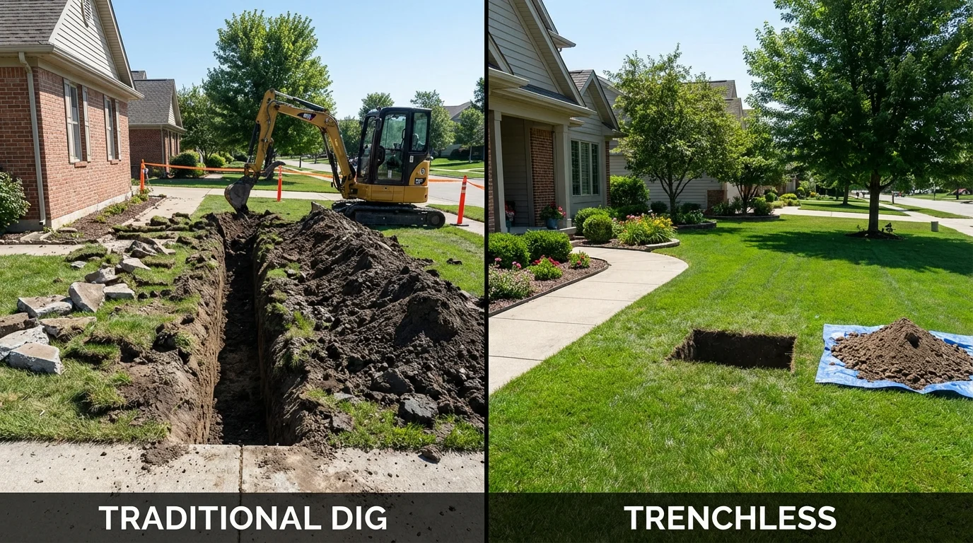 Trenchless sewer repair with minimal yard damage versus traditional excavation in Waynesboro, MS
